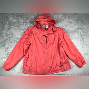 LL Bean Windbreaker Jacket Nylon Rain Womens Size 3X Plus Pink Hooded Zip 0BUX7